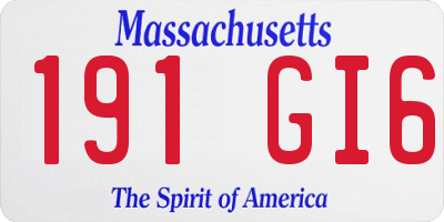 MA license plate 191GI6