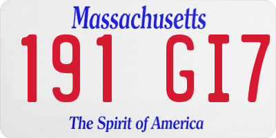 MA license plate 191GI7