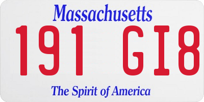 MA license plate 191GI8