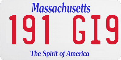 MA license plate 191GI9