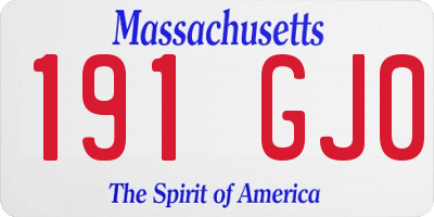 MA license plate 191GJ0