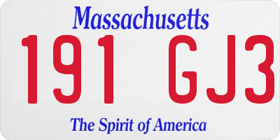 MA license plate 191GJ3