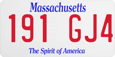 MA license plate 191GJ4
