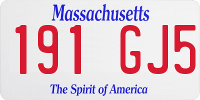 MA license plate 191GJ5