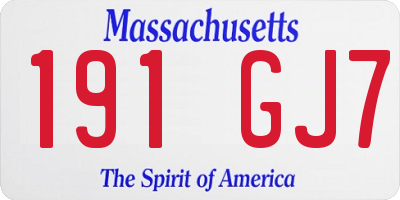 MA license plate 191GJ7