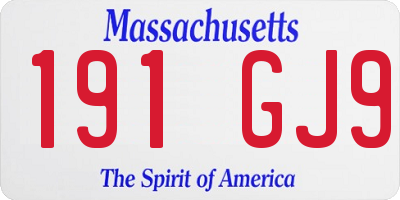 MA license plate 191GJ9