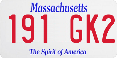 MA license plate 191GK2