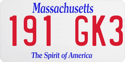 MA license plate 191GK3