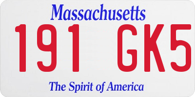 MA license plate 191GK5