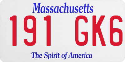MA license plate 191GK6