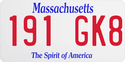 MA license plate 191GK8
