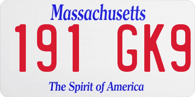 MA license plate 191GK9
