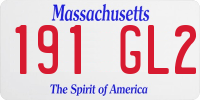 MA license plate 191GL2