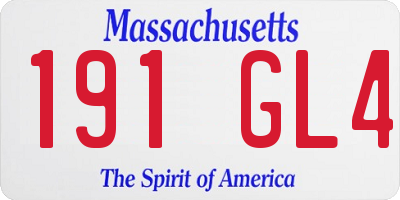 MA license plate 191GL4