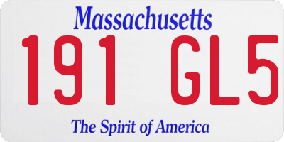 MA license plate 191GL5