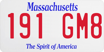 MA license plate 191GM8