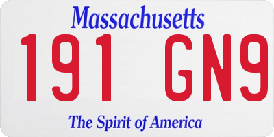 MA license plate 191GN9