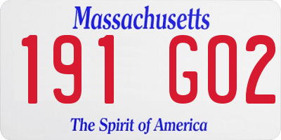 MA license plate 191GO2