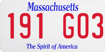 MA license plate 191GO3