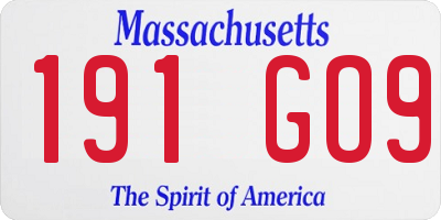 MA license plate 191GO9