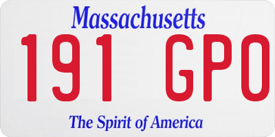 MA license plate 191GP0