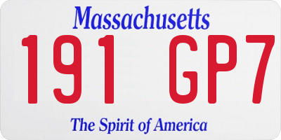 MA license plate 191GP7