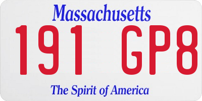 MA license plate 191GP8