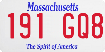 MA license plate 191GQ8