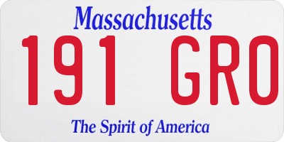 MA license plate 191GR0