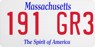 MA license plate 191GR3
