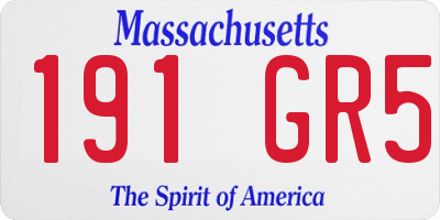 MA license plate 191GR5