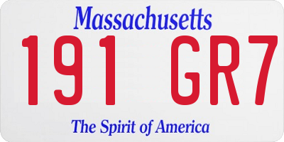 MA license plate 191GR7