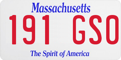 MA license plate 191GS0