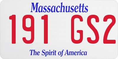MA license plate 191GS2