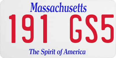 MA license plate 191GS5