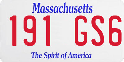 MA license plate 191GS6