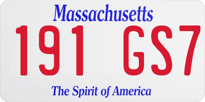 MA license plate 191GS7