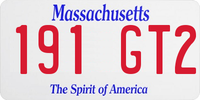 MA license plate 191GT2