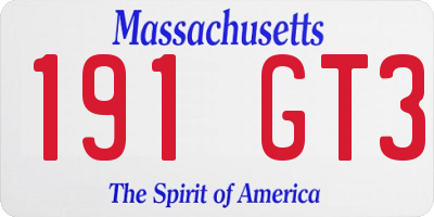 MA license plate 191GT3
