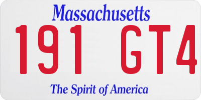 MA license plate 191GT4