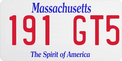 MA license plate 191GT5