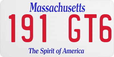 MA license plate 191GT6