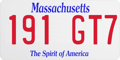 MA license plate 191GT7