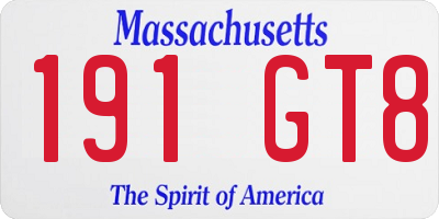 MA license plate 191GT8
