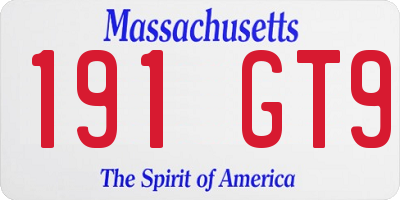 MA license plate 191GT9
