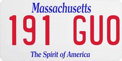 MA license plate 191GU0