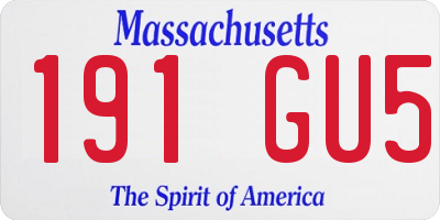 MA license plate 191GU5