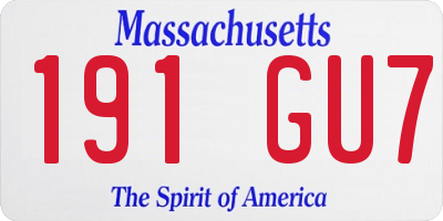 MA license plate 191GU7