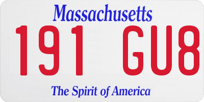 MA license plate 191GU8