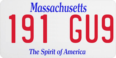MA license plate 191GU9